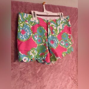 Lilly Pulitzer Pink and Green Floral Shorts